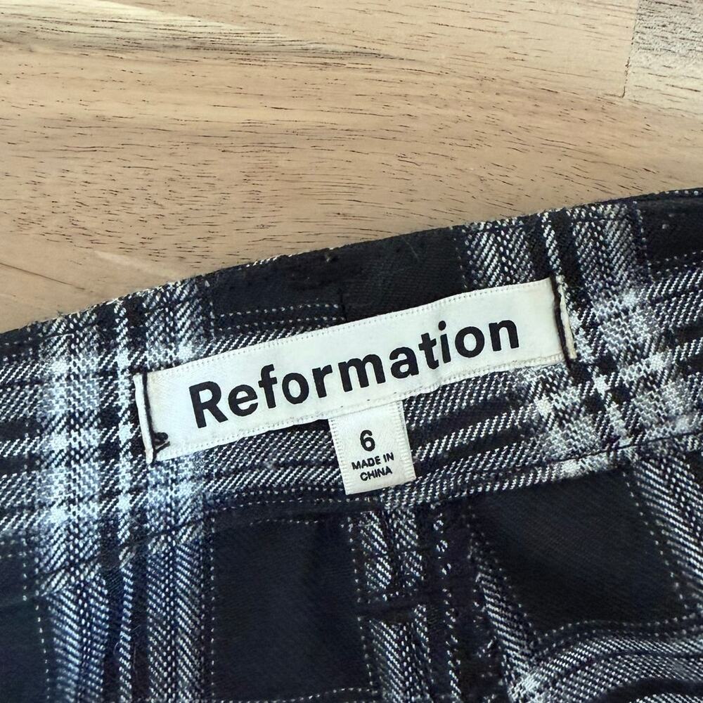 Reformation Black White Plaid Deadstock Fabric Franklin Pants Sz 6 - Picture 2 of 5